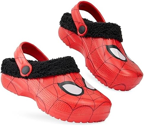 Marvel Spiderman Boys Winter Clogs Fleece Lined Clogs Garden Shoes - Gifts for Boys