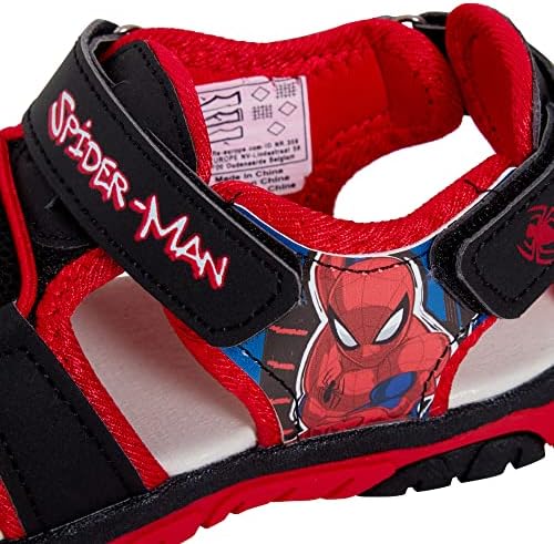 Marvel Spiderman Children's Closed Toe Sports Sandals Easy Closure Walking Shoes And Adjustable Straps