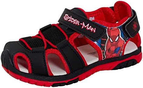 Marvel Spiderman Children's Closed Toe Sports Sandals Easy Closure Walking Shoes and Adjustable Straps