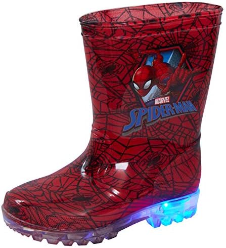 Marvel Spiderman Light Up Wellington Boots Kids Flashing Rain Snow Shoes Wellies