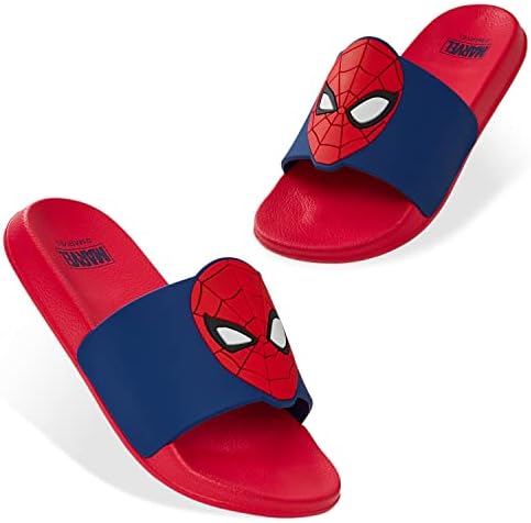 Marvel Spiderman Sliders for Boys Non Slip Shower Beach Pool Shoes for Travel Holiday Essentials Summer Slippers