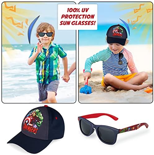 Marvel Spiderman Sunglasses Baseball Cap Set For Kids Adjustable Summer Sun Hat UV400 Kids Holiday Travel Essentials