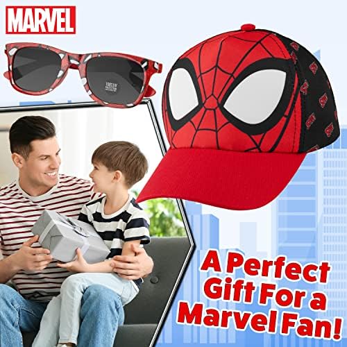 Marvel Spiderman Sunglasses Baseball Cap Set For Kids Adjustable Summer Sun Hat UV400 Kids Holiday Travel Essentials