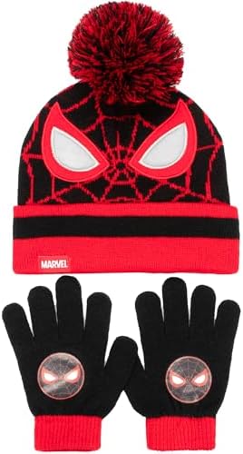 Marvel Spiderman Winter Hat & Gloves Set For Boys – Warm & Cosy Beanie Hat & Gloves – Ideal For Kids Ages 3-9