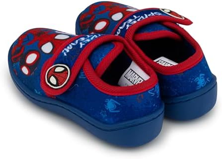 Marvel Spidey And His Amazing Friends Boys Slippers – Blue Toddler House Shoes With Anti-Slip Sole & Strap – Kids Character Slippers UK Sizes 5–11