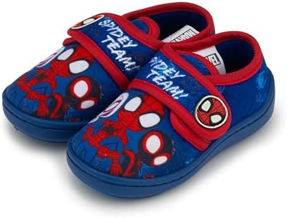 Marvel Spidey and His Amazing Friends Boys Slippers – Blue Toddler House Shoes with Anti-Slip Sole & Strap – Kids Character Slippers UK Sizes 5–11