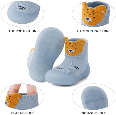MASOCIO Baby Boys Girls Sock Shoes Toddler First Walking Shoes Soft Rubber Sole Non Slip Sock Shoes