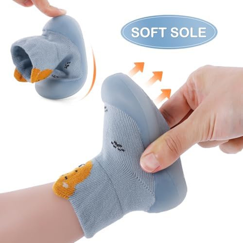 MASOCIO Baby Boys Girls Sock Shoes Toddler First Walking Shoes Soft Rubber Sole Non Slip Sock Shoes