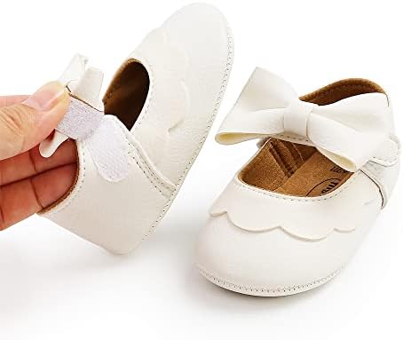 MASOCIO Baby Girls Mary Jane Shoes Infant Bow Princess Anti-Slip Soft Sole Prewalker Shoes