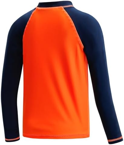 MASOCIO Boys Rash Vest Long Sleeve Kids Sun Protection UPF 50+ Swim Top Childrens Swimming Water Sports Workout Shirts Quick Dry Age 4-14