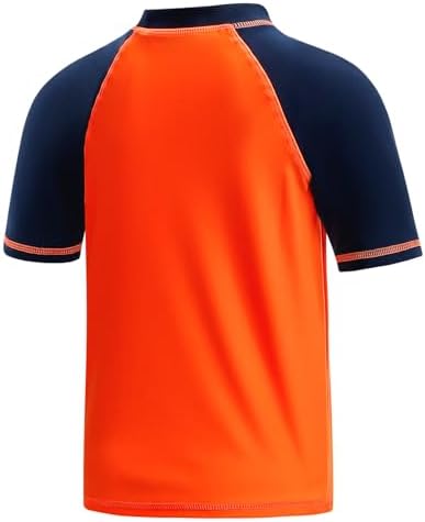 MASOCIO Boys Rash Vest Short Sleeve Kids Sun Protection UPF 50+ Swim Top Childrens Swimming Water Sports Workout Shirts Quick Dry Age 4-14