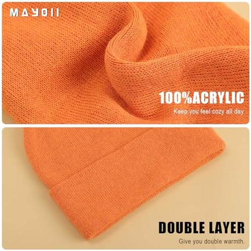 Mayoii 5 Pack Beanie For Kids Colorful Winter Beanie Hats For Kid Warm Stretch Knit Winter Hats For Kids Suitable For 1-10 Years Old Daily Outdoor Sports