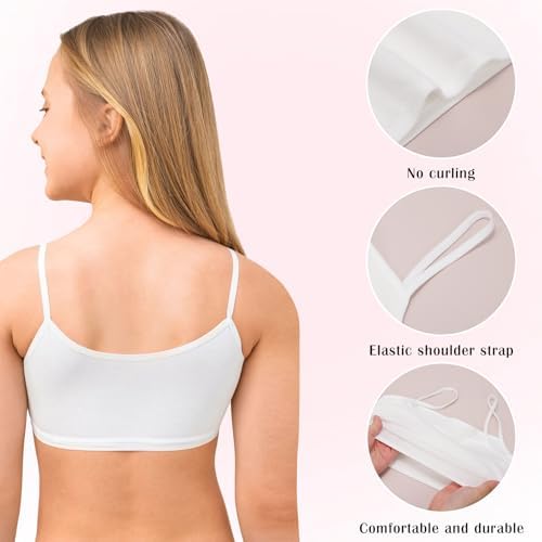 Mayoii 8 Pack Girls Sports Bras – Cotton Crop Tops For Girls Soft Comfortable Non-Padded First Bras