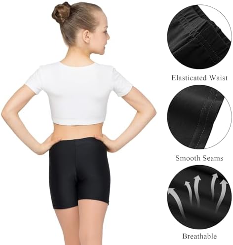 Mayoii Girls Cycling Shorts Cotton 2-12 Years – 3 Pack Breathable Over Knee Safety Shorts For PE Dance Gym Under Skirts Summer Leggings