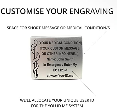 Medical Tag For Watch. ID Tag For Smartwatch Strap Band. Engraved Medical Safety Plate. Emergency Medical Alert Tag. Medic Alert Identity Tags For Smart Watch Watchstrap (for 20mm Strap Pacemaker)