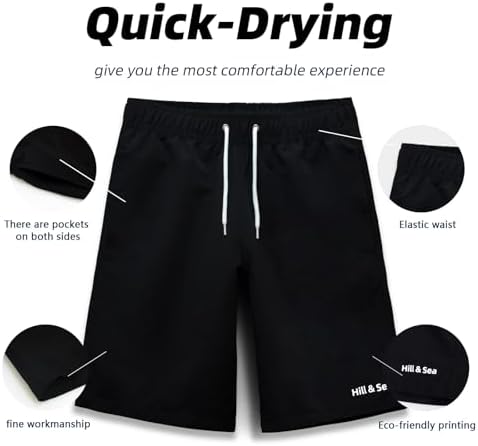 MEILONGER Boys Swim Trunks Boys Swimming Shorts With Compression Liner Quick Dry Stretchy 2 In 1 Board Shorts Size 8 10-12 14-16 18-20 Years