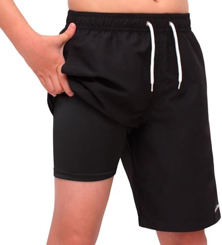 MEILONGER Boys Swim Trunks Boys Swimming Shorts With Compression Liner Quick Dry Stretchy 2 In 1 Board Shorts Size 8 10-12 14-16 18-20 Years