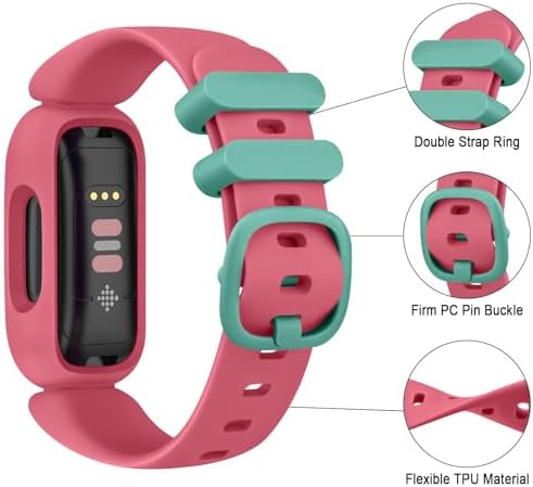 Meliya Straps For Ace 3 Strap For Kids Boys Girls 2Pack Soft Silicone Ace 3 Watch Wristband Replacement For Ace 3 Aqua Blue+Watermelon Red