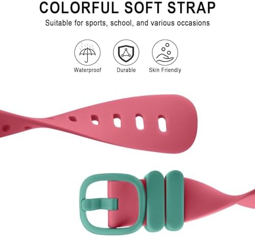 Meliya Straps For Ace 3 Strap For Kids Boys Girls 2Pack Soft Silicone Ace 3 Watch Wristband Replacement For Ace 3 Aqua Blue+Watermelon Red