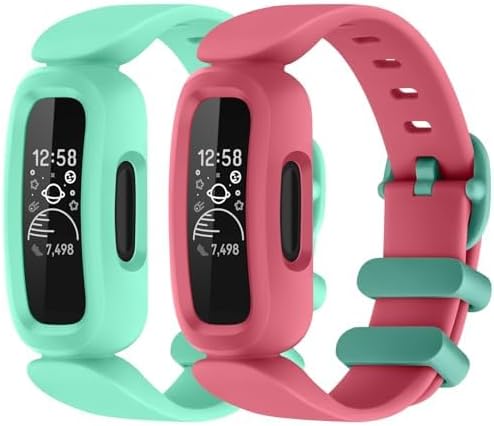 Meliya Straps For Ace 3 Strap for Kids Boys Girls 2Pack Soft Silicone Ace 3 Watch Wristband Replacement for Ace 3 Aqua Blue+Watermelon Red