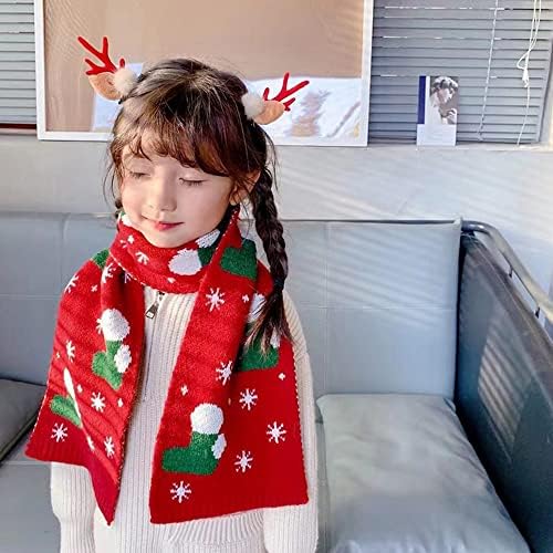 Meliyaa Kids Christmas Scarf Winter Warm Knitted Scarf Socks Tree Reindeer Snowflake Neck Wrap For 1-10 Yeas Boys Girls