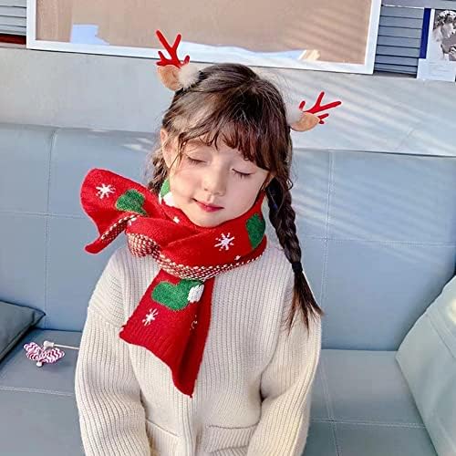 Meliyaa Kids Christmas Scarf Winter Warm Knitted Scarf Socks Tree Reindeer Snowflake Neck Wrap For 1-10 Yeas Boys Girls