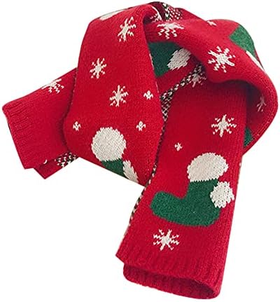 Meliyaa Kids Christmas Scarf Winter Warm Knitted Scarf Socks Tree Reindeer Snowflake Neck Wrap for 1-10 Yeas Boys Girls