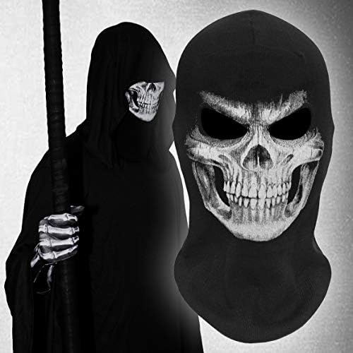 MELOP Full Face Skeleton Skull Ghost Halloween Balaclava Face Mask For Cosplay Costume Cycling Outdoor With Big SkullSkeleton Gloves