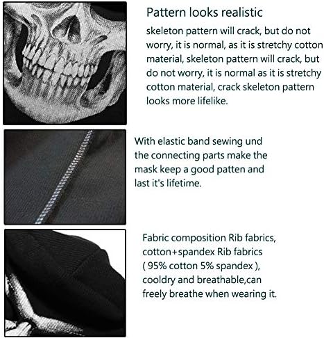 MELOP Full Face Skeleton Skull Ghost Halloween Balaclava Face Mask For Cosplay Costume Cycling Outdoor With Big SkullSkeleton Gloves