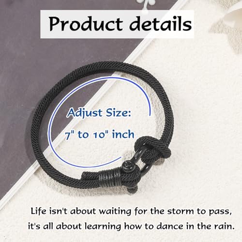 Melugaud Teen Boys Gifts Horseshoe Buckle Nautical Braided Rope Bracelet