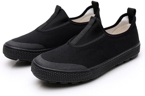 Men's Plimsolls Unisex Adult School Pe Gym Sports Pumps Plimsolls Low Top Canvas Trainers Slip on Rubber Sole Walking Loafers Shoes
