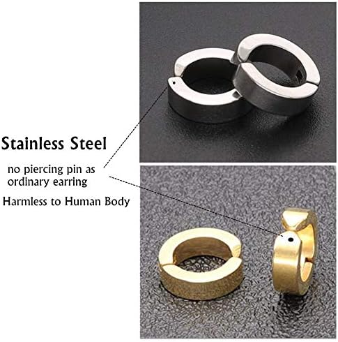 Mens Womens Non-Piercing 4 Pairs Stainless Steel Clip On Earrings 8 Pieces Non-pierced Earrings Ear Clip Fake Ear Hoops For Boys Girls 4 Colors Huggie Earrings Set