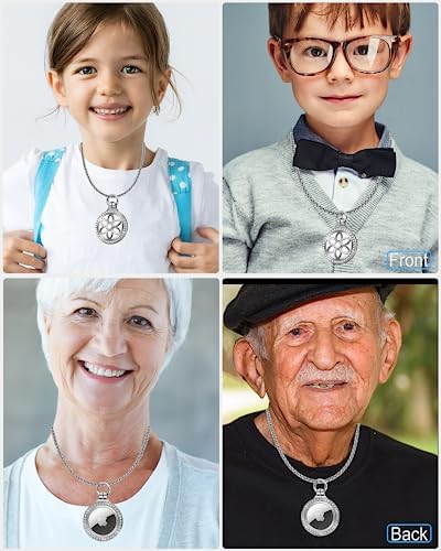 Metal Badge Air Tag Necklace For Kids Adults Boys Women 75cm Adjustable Alloy Necklace With Air Tag Holder Compatible Apple Air Tag