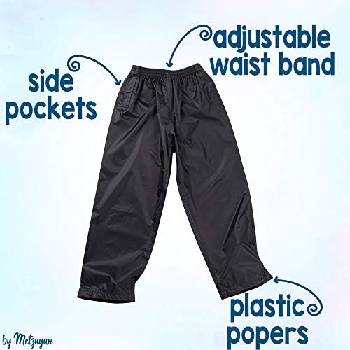 Metzuyan Kids Childrens Waterproof Suit Jacket & Trousers Raincoat Outdoor Set Black Navy Age 3-10