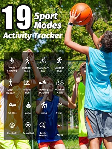 Mgaolo Kids Smart Watch For Boys Girls Fitness Tracker With Heart Rate Sleep Monitor For Android Fitbit IPhone Waterproof DIY Watch Face Pedometer Activity Tracker (Black)