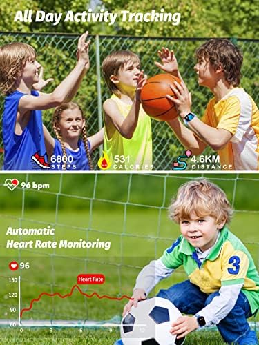 Mgaolo Kids Smart Watch For Boys Girls Fitness Tracker With Heart Rate Sleep Monitor For Android Fitbit IPhone Waterproof DIY Watch Face Pedometer Activity Tracker (Black)