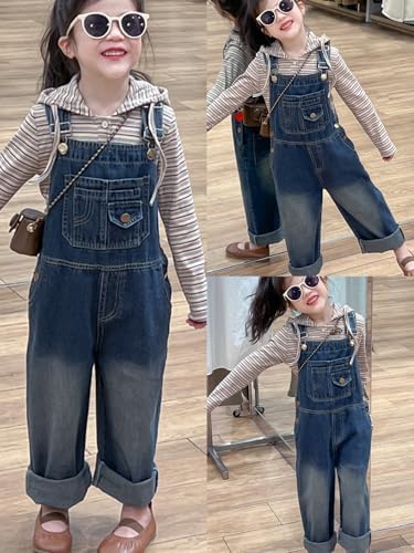 Miipat Girls Denim Overalls Toddler Boys Girl Baggy Jeans Dungarees With Pockets Casual Bib Jumpsuit For Little Kids
