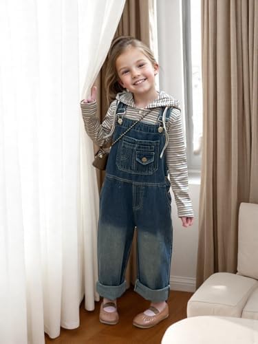 Miipat Girls Denim Overalls Toddler Boys Girl Baggy Jeans Dungarees With Pockets Casual Bib Jumpsuit For Little Kids