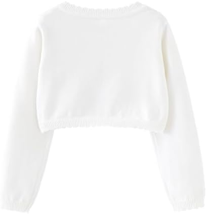 Miipat Toddler Girl Knitted Cardigan Kids Knitted Sweaters One-Button Long Sleeve Crew Neck Bolero Cardigan Shrug Knitwear Coat