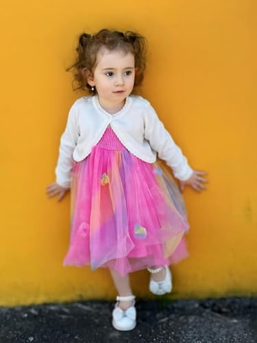Miipat Toddler Girl Knitted Cardigan Kids Knitted Sweaters One-Button Long Sleeve Crew Neck Bolero Cardigan Shrug Knitwear Coat