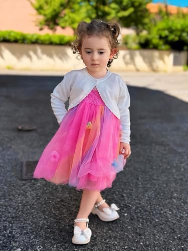 Miipat Toddler Girl Knitted Cardigan Kids Knitted Sweaters One-Button Long Sleeve Crew Neck Bolero Cardigan Shrug Knitwear Coat