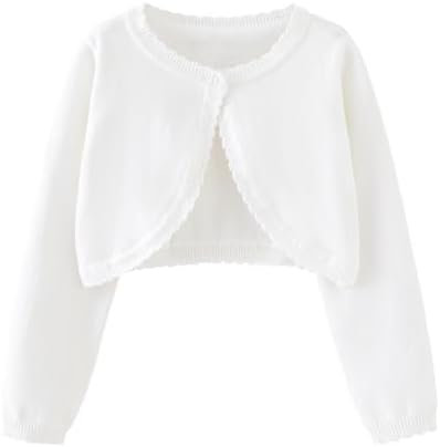 Miipat Toddler Girl Knitted Cardigan Kids Knitted Sweaters One-Button Long Sleeve Crew Neck Bolero Cardigan Shrug Knitwear Coat