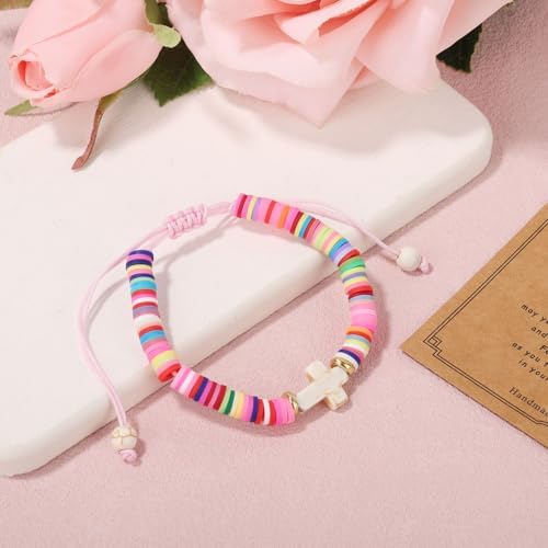 Mikovivi Baptism Gifts Cross Bracelet Adjustable First Communion Confirmation Gifts With Blessing Card Christening Gift Religious Christening Jewelry For Mom