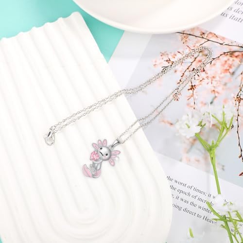 Mikovivi Cute Axolotl Necklace For Girls Women Alloy Pink Crystal Pendant Necklace Trendy Stuff Animal Jewelry Accessories For Birthday Christmas Graduation Gift