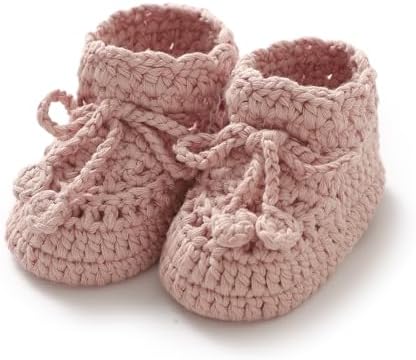 mimixiong Baby Booties Hand Crochet Knit Cotton Shoes Soft Cozy Warm Newborn First Walkers for Infant Boy Girl