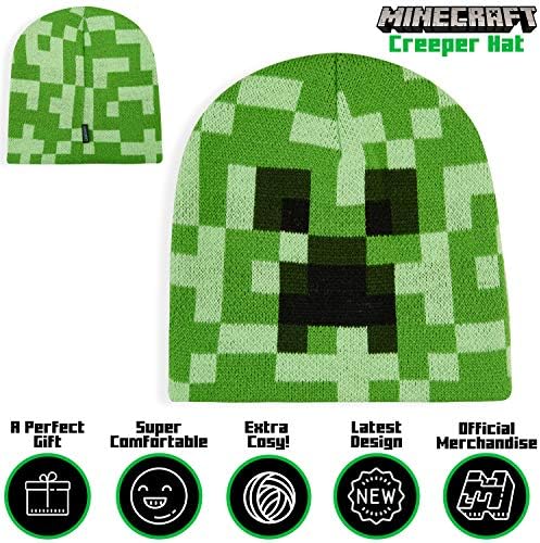 Minecraft Beanie Hat Or Winter Accessories Set 3 Pcs With Scarf & Gloves 2 Pcs With Gloves Or 1 Pcs Beanie Or Bucket Hat