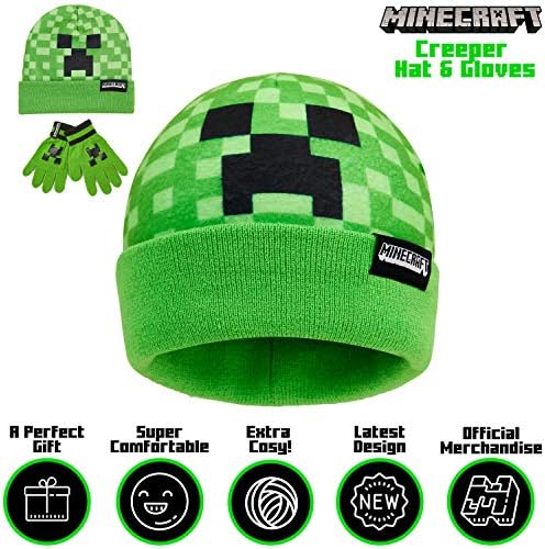 Minecraft Beanie Hat Or Winter Accessories Set 3 Pcs With Scarf & Gloves 2 Pcs With Gloves Or 1 Pcs Beanie Or Bucket Hat