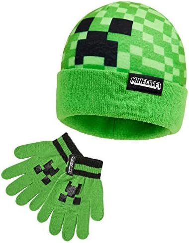 Minecraft Beanie Hat Or Winter Accessories Set 3 Pcs With Scarf & Gloves 2 Pcs With Gloves Or 1 Pcs Beanie Or Bucket Hat