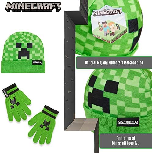 Minecraft Beanie Hat Or Winter Accessories Set 3 Pcs With Scarf & Gloves 2 Pcs With Gloves Or 1 Pcs Beanie Or Bucket Hat