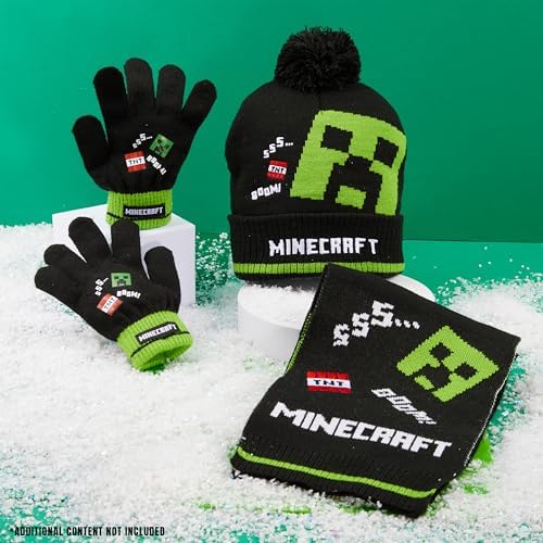 Minecraft Beanie Winter Accessories Set Boys Teens 3pcs Hat Scarf Gloves Or 2pcs Gloves & Winter Hat Warm Knit Boys Gifts
